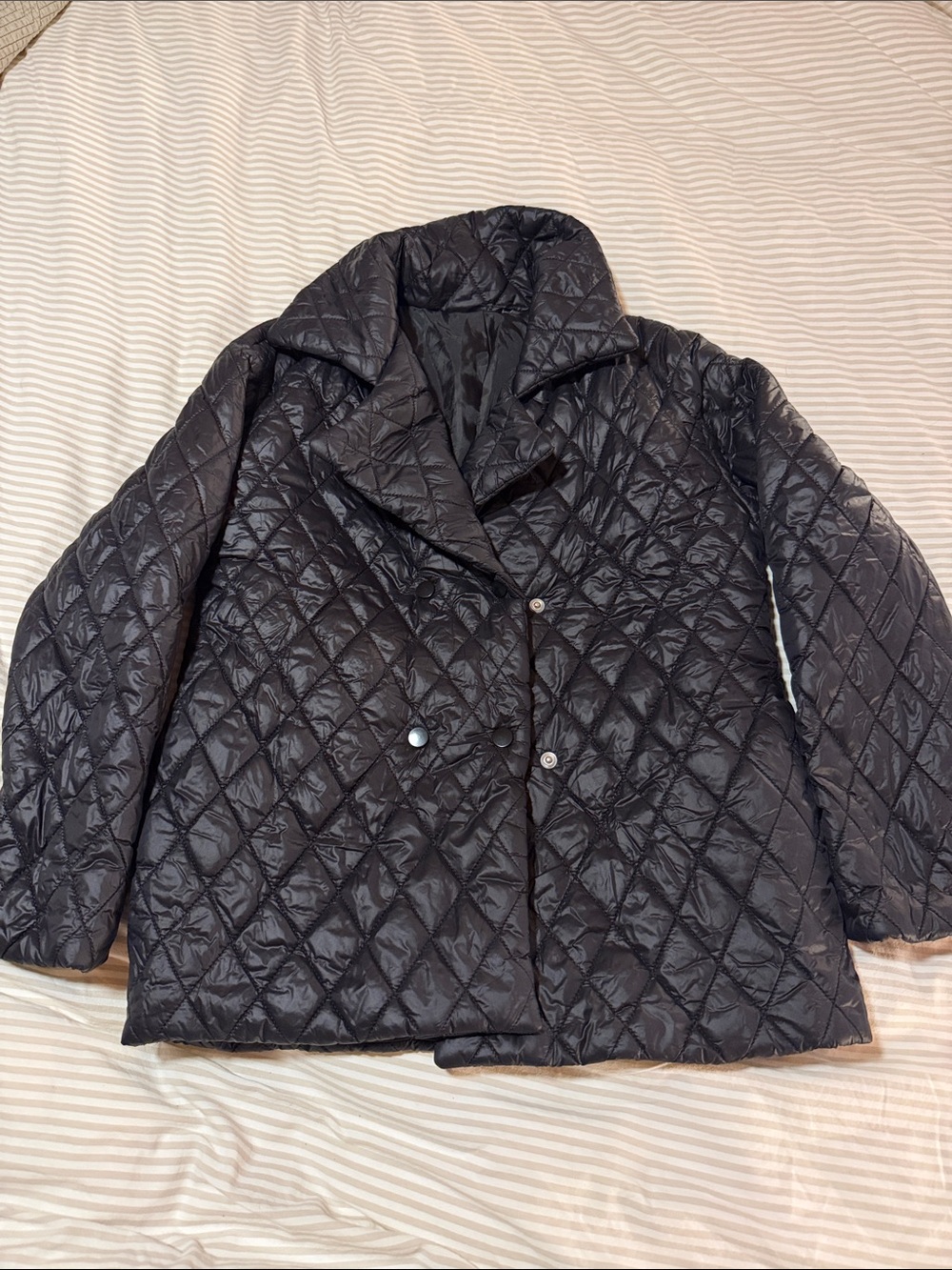 Quilted Black Women's Jacket with Button Closure